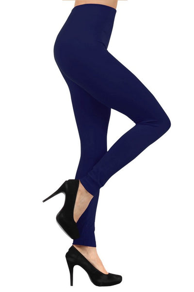 Yelete Solid Navy Color Seamless Fleece Lined Legging