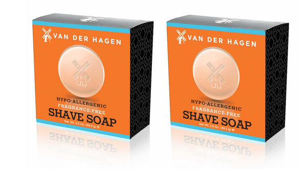 Van Der Hagen 2-Pack Unscented Shave Soap 3.5oz Hypo-Allergenic Shea Mango Cocoa