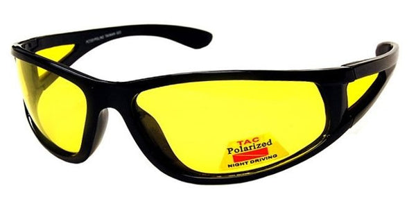 Glare-X Night Driving Glasses Polarized Light Yellow Lens Matte Black