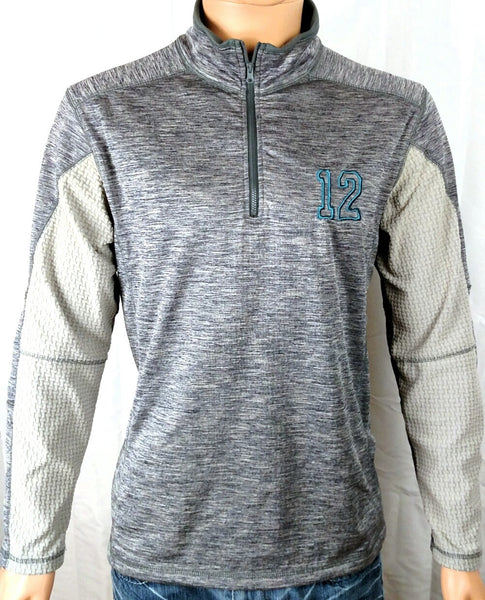 Seattle Seahawks inspired 12 Go Hawks 1/4 Zip Base Layer Navy Heather Gray