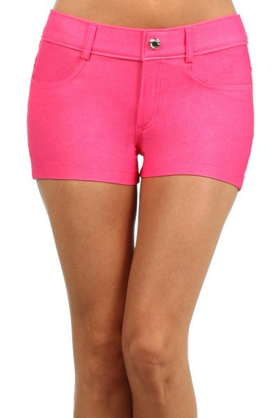 Yelete Fuchsia Denim look Women's Jegging Shorts