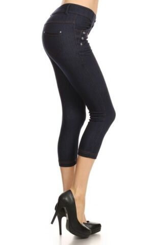 Yelete Original Lady's 4 pocket Capri Navy Jean Jegging Regular fit