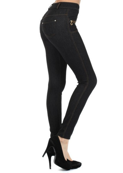 Yelete Original 4 pocket Black Jean Jegging Regular fit w Zipper Pocket detail