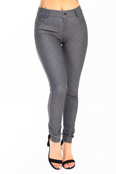 Yelete Women's Cotton-Blend 5-Pocket Skinny Jegging Grey