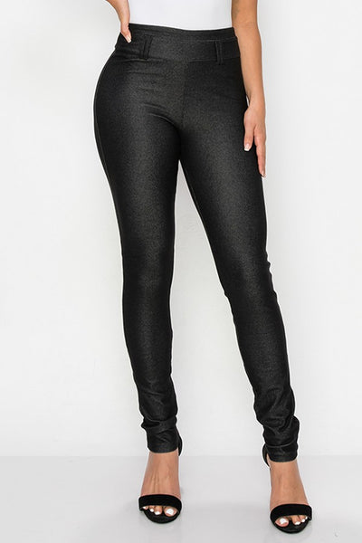 Yelete Women's Simple High Waisted Full Length Jeggings - Black