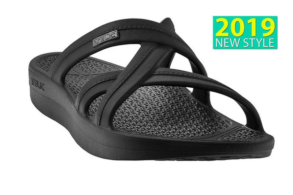 TELIC Mallory Comfort Recovery Sandal Lightweight Waterproof Midnight Black