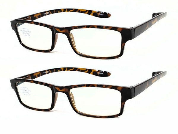 GLARE-X40 Anti-Glare Computer Readers 2-Pack Neck Hanger Temples Rectangle