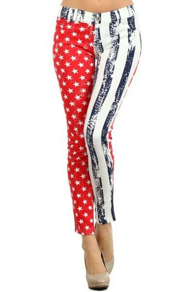 Yelete American Flag Red White & Blue Jegging 5 Pocket Regular Fit