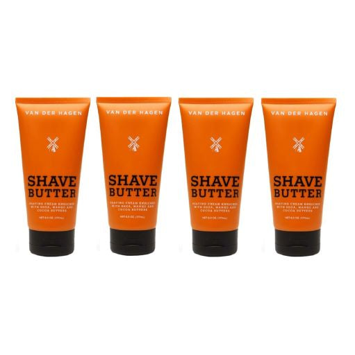 Van Der Hagen 4-Pack Shave Butter Shaving Cream 6oz Shea Mango and Cocoa Butter