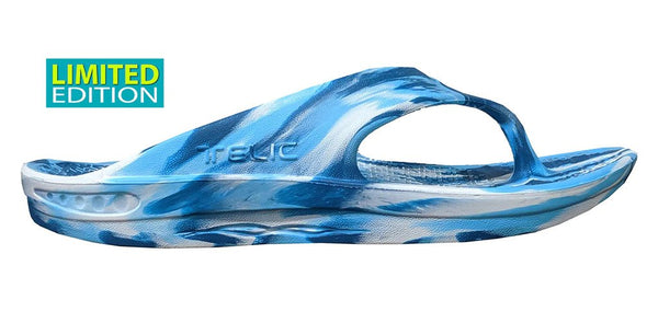 TELIC Recovery Comfort Flip Flop Lightweight Waterproof Sandal in Ice Blue