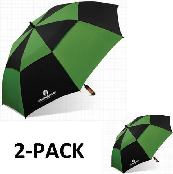 WeatherProof 60" 2-Pack Double Canopy Fiberglass Auto Jumbo Golf Umbrella