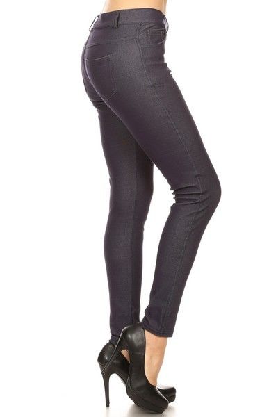 Yelete Women's Cotton-Blend 5-Pocket Skinny Jegging Navy