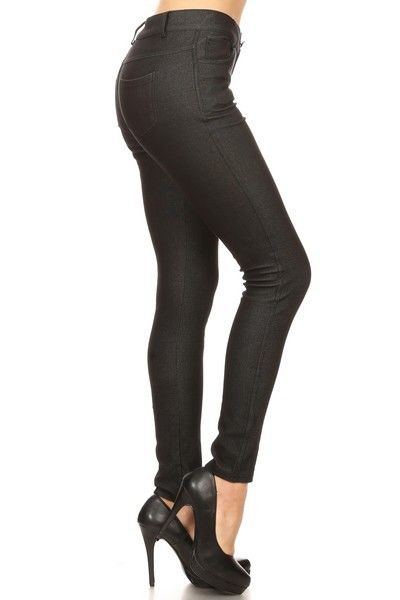 Yelete Women's Cotton-Blend 5-Pocket Skinny Jegging Black