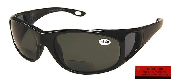 Fishing Polarized Bifocal Sunglasses for Mens Side Shield for Fisherman -  Black With Brown - C31295BLWK3