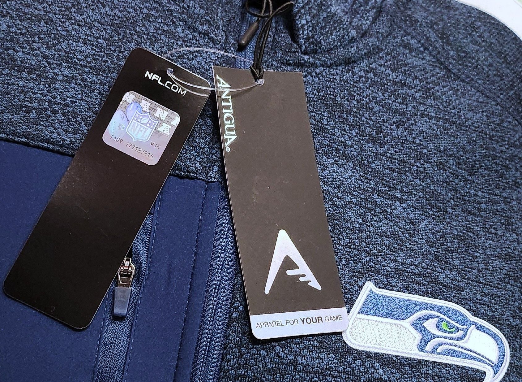 Seahawks Antigua Men's Honeycomb Full-Zip Jacket in Navy Heather