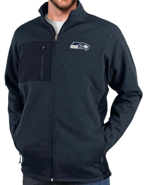 Seahawks Antigua Men's Honeycomb Full-Zip Jacket in Navy Heather