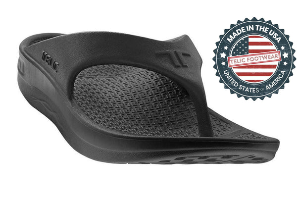 TELIC Flip Flop Made in the USA Sandal Lightweight Waterproof Midnight Black