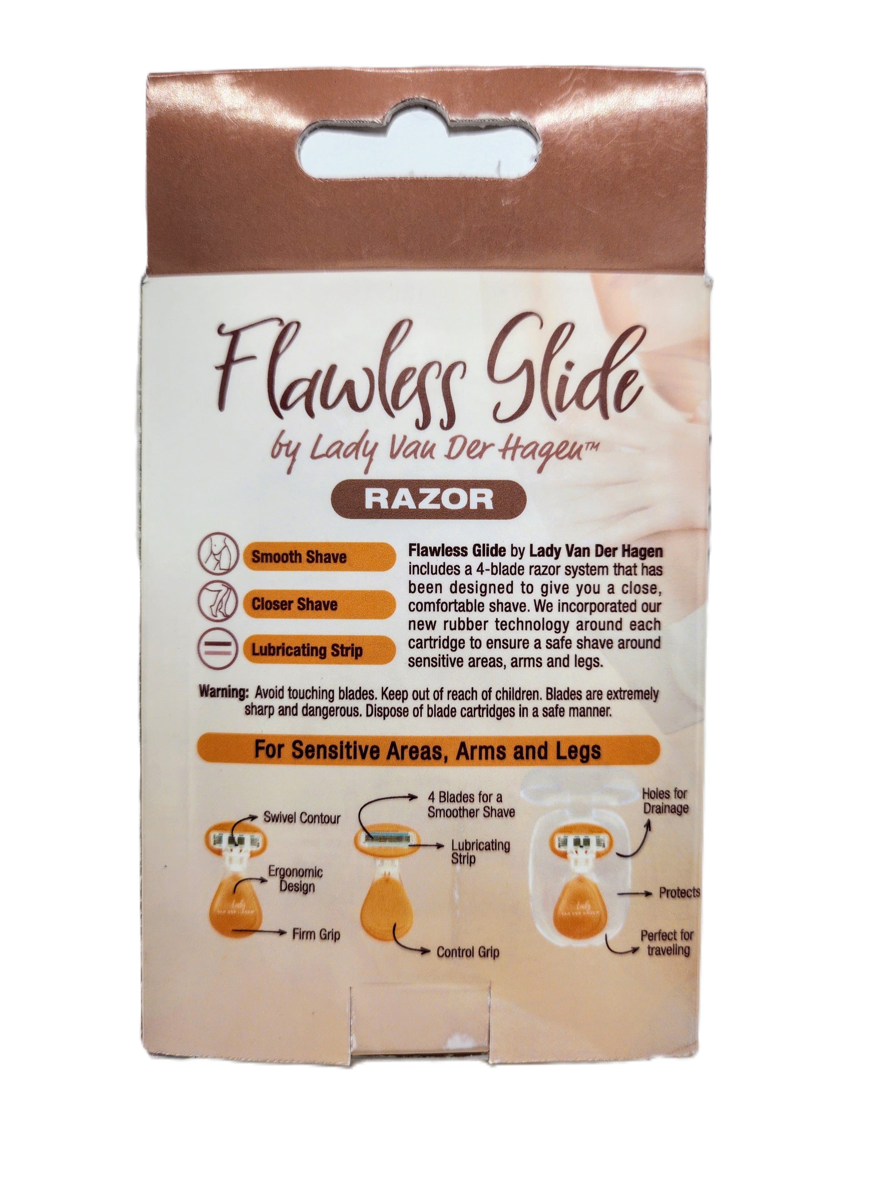 Lady Van Der Hagen Flawless Glide 4 Blade Razor Lubricating Strip & Tr ...