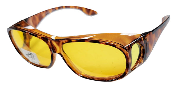 GLARE-X Night Driving OTG Over-the-Glasses Polarized Yellow Lens Tortoise Brown