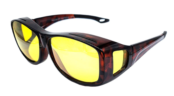 DRIVE Over-the-Glasses Night Driving Polarized Yellow Lens Dark Tortoise Large