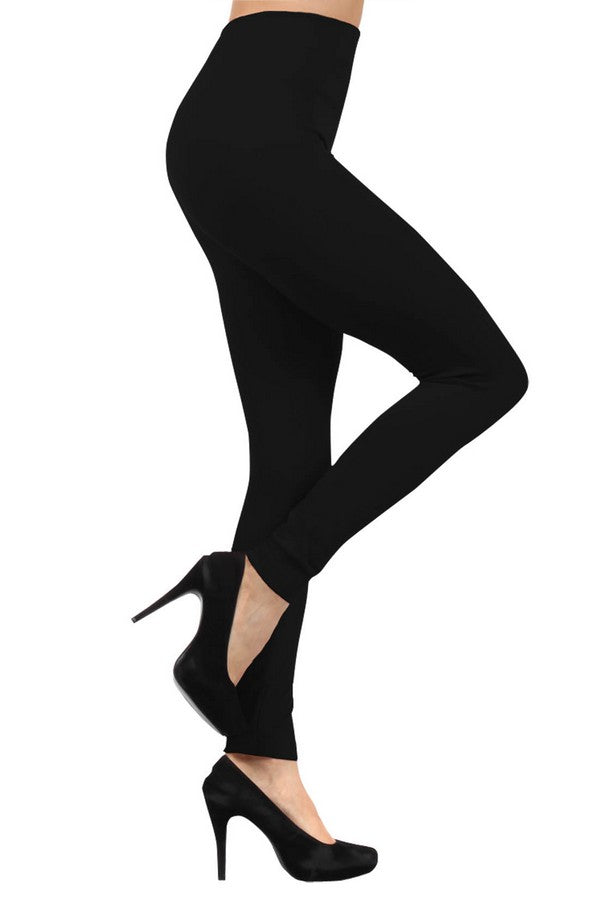 Yelete Solid Black Color Seamless Fleece Lined Legging