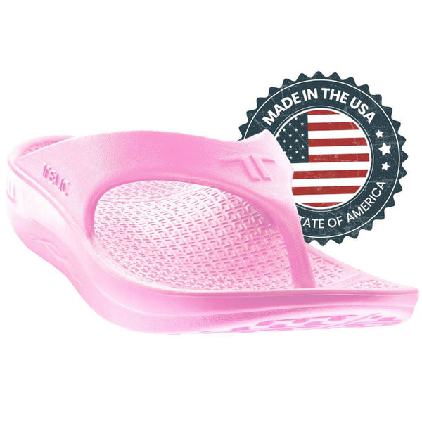 TELIC Flip Flop Made In The USA Sandal Lightweight Waterproof Pink Pearl