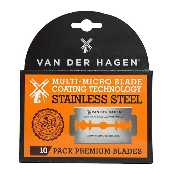 Van Der Hagen Premium Teflon Coated Ice Tempered Stainless Steel Blades - 10 count