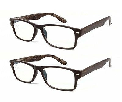 GLARE-X40 Anti-Glare Computer Readers 2-Pack Reduces Blue Light Faux Wood temple