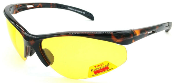 GLARE-X Night Driving Optics Yellow Polarized Lenses Reduce Glare Semi-Rimless Glossy Tortoise