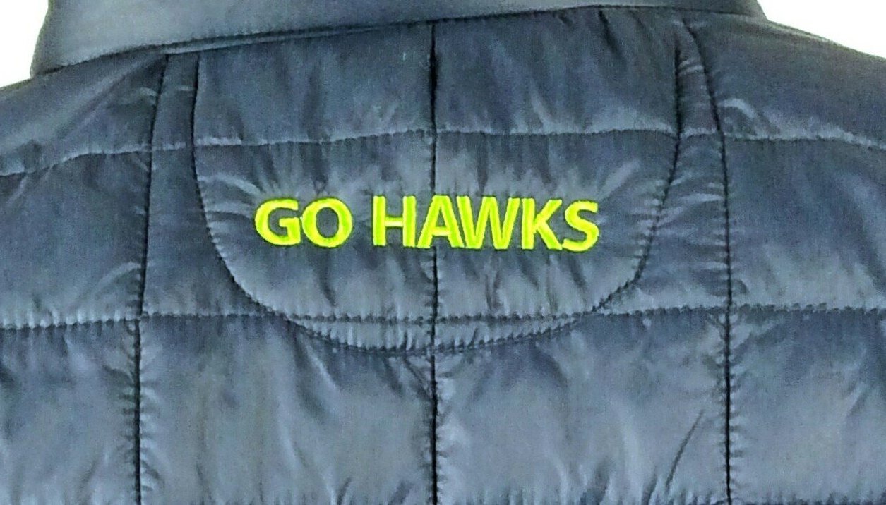 Seattle Seahawks inspired 12 Go Hawks Packable Insulated Jacket Layer Navy Lime