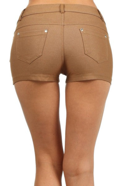 Yelete Khaki Denim look Women's Jegging Shorts