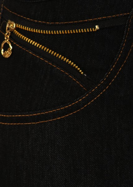 Yelete Original 4 pocket Black Jean Jegging Regular fit w Zipper Pocket detail