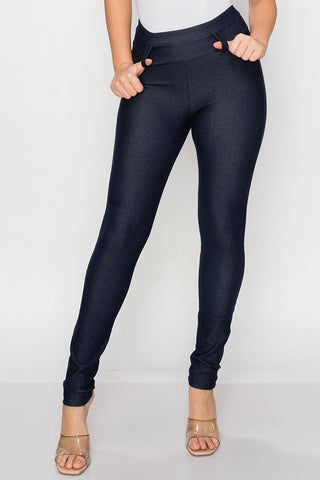 Navy acrylic winter jeggings with pockets – Fabnest