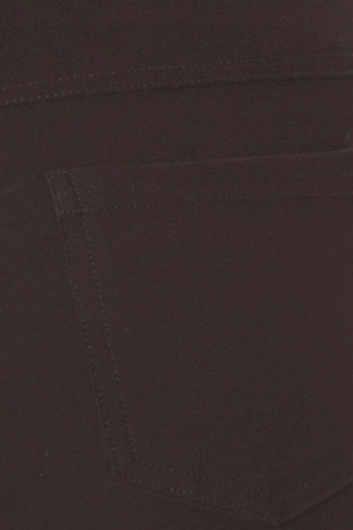 Yelete Lady's Mid Rise Ponte Knit Skinny Pants Black