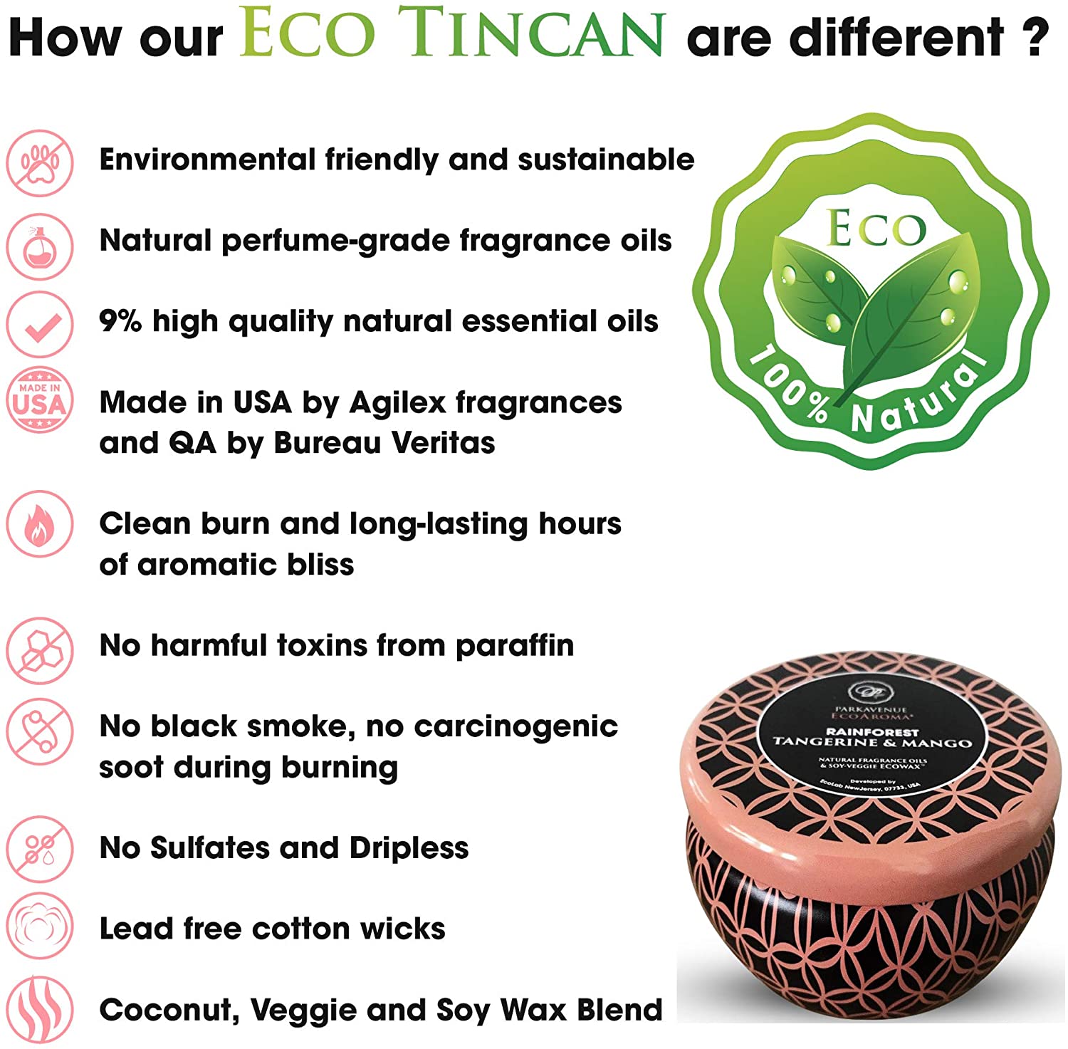 Ceras derretibles orgánicas EcoAroma de coco y soya