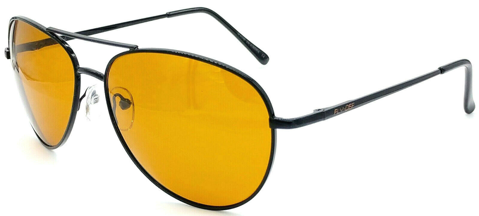 Envision Eyewear Fly-def High-Def Polarized Fishing Sunglasses Gold Lens Metal Teardrop Aviator - Black, adult Unisex, Size: One Size