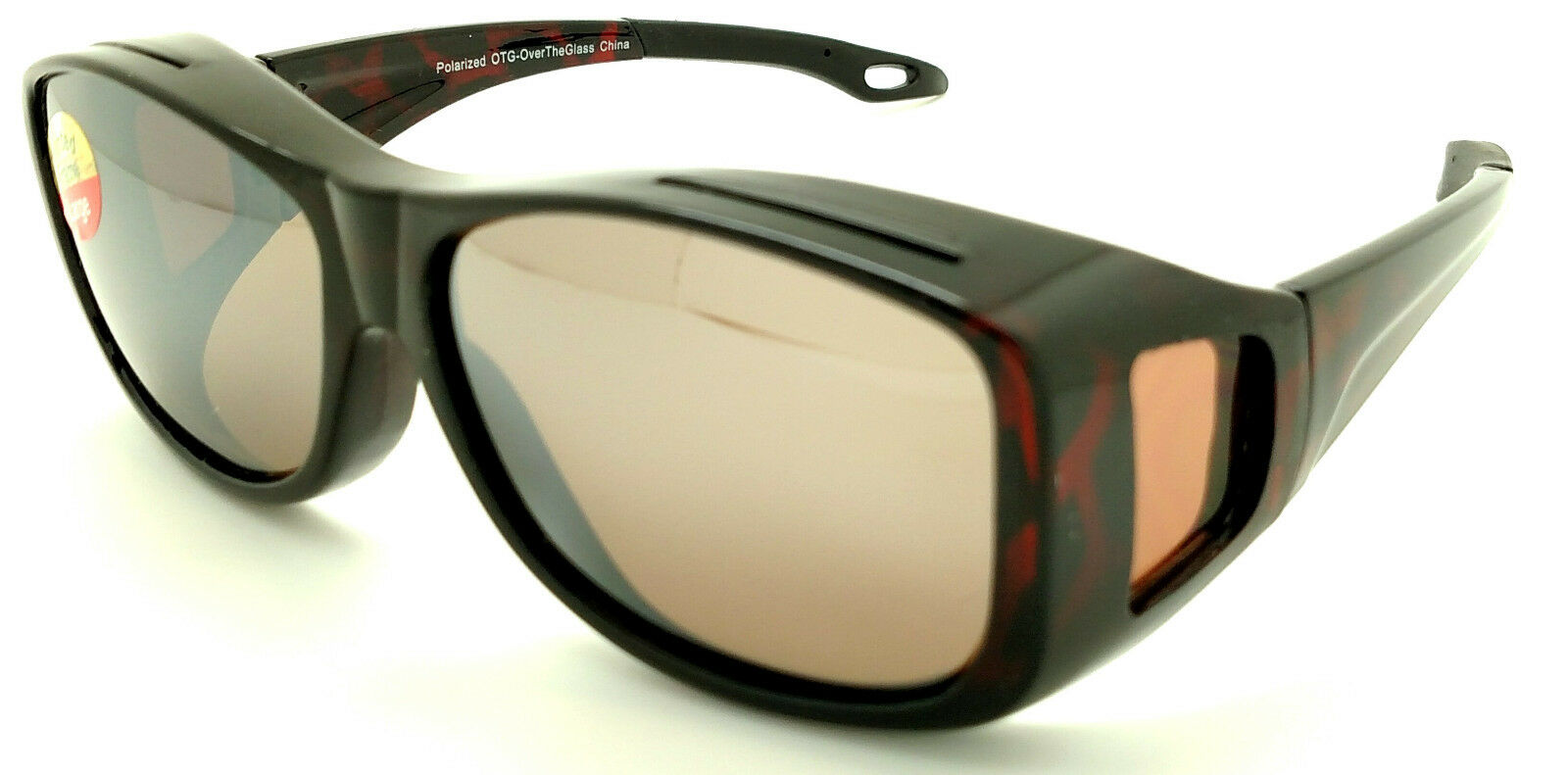 OTG Over-The-Glasses Polarized Brown Lens Ventilated Black sideview frame - multiple sizes available