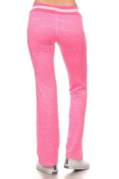 Yelete Yoga Pants Full Length Heather Fuchsia Pink Relaxed Fit waist tie closure