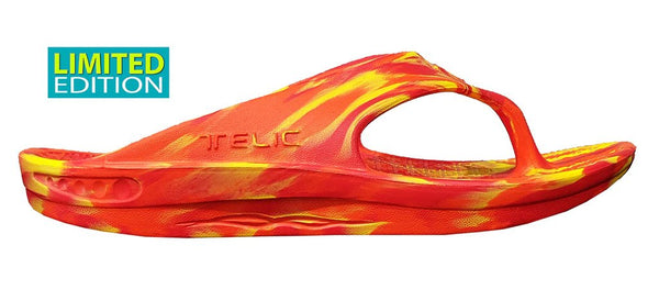 TELIC Recovery Comfort Flip Flop Lightweight Waterproof Sandal in Fire Orange