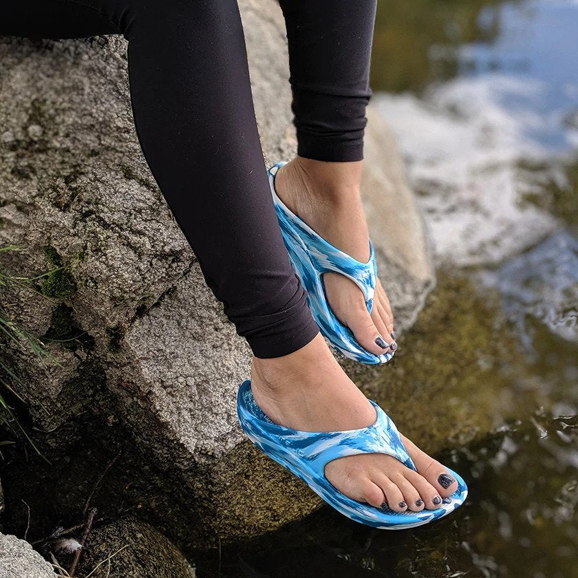 TELIC Recovery Comfort Flip Flop Lightweight Waterproof Sandal in Ice Blue