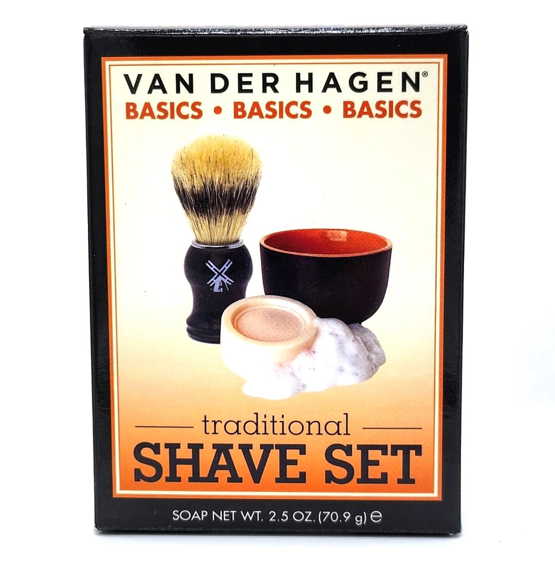 Van Der Hagen Basic Shave Set includes Deluxe Soap + Bowl and Boar Brush